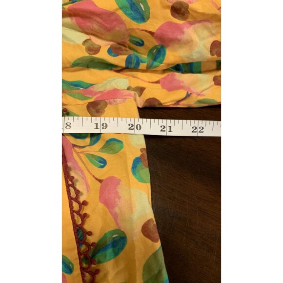 Farm Rio S Mini Cashew V-Neck Boho Casual Blouse Vibrant Lightweight Cotton - Picture 6 of 9